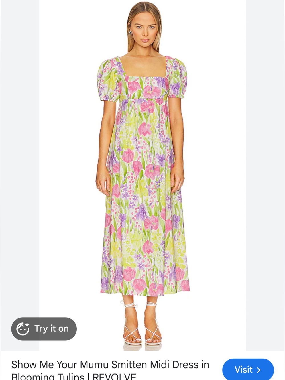 Show Me Your Mumu Women's Smitten Midi Dress, Blooming Tulips